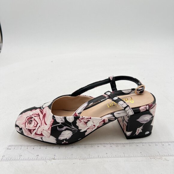 Pazzion Women Trendy Square Closed Toe Slingback Pumps Block Mid Heel Back Strap - Picture 1 of 7